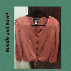 🔓🛑 3 FOR $20 Casual Shirt 3/4 Sleeves (Coral)